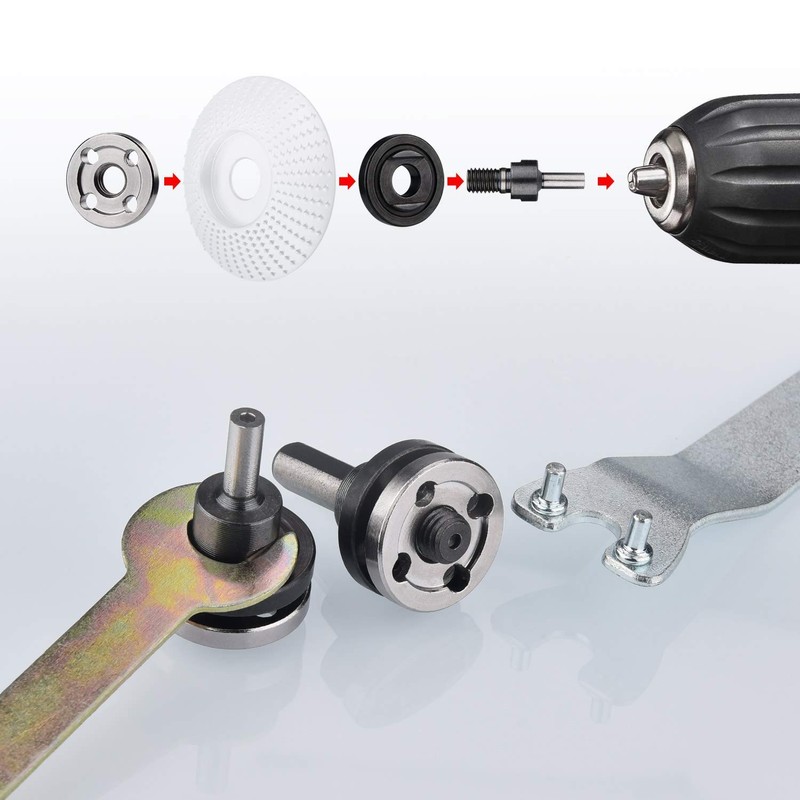 JIZZU 8Pcs Angle Grinder Extension Rod Converter Set with Spanner,