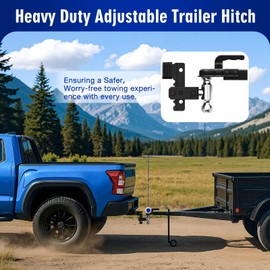 Adjustable Trailer Hitch Fits 2" Receiver - Heavy-Duty 12,500 lbs GTW Aluminum Tow Hitch with Dual Ball (2" & 2-5/16"), 6" Drop/Rise, 4 Silencer Pads & Anti-Theft Lock for Trucks and SUVs