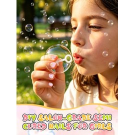 EBANKU - Tiras de uñas de gel semicuradas para niños, 22 pegatinas florales