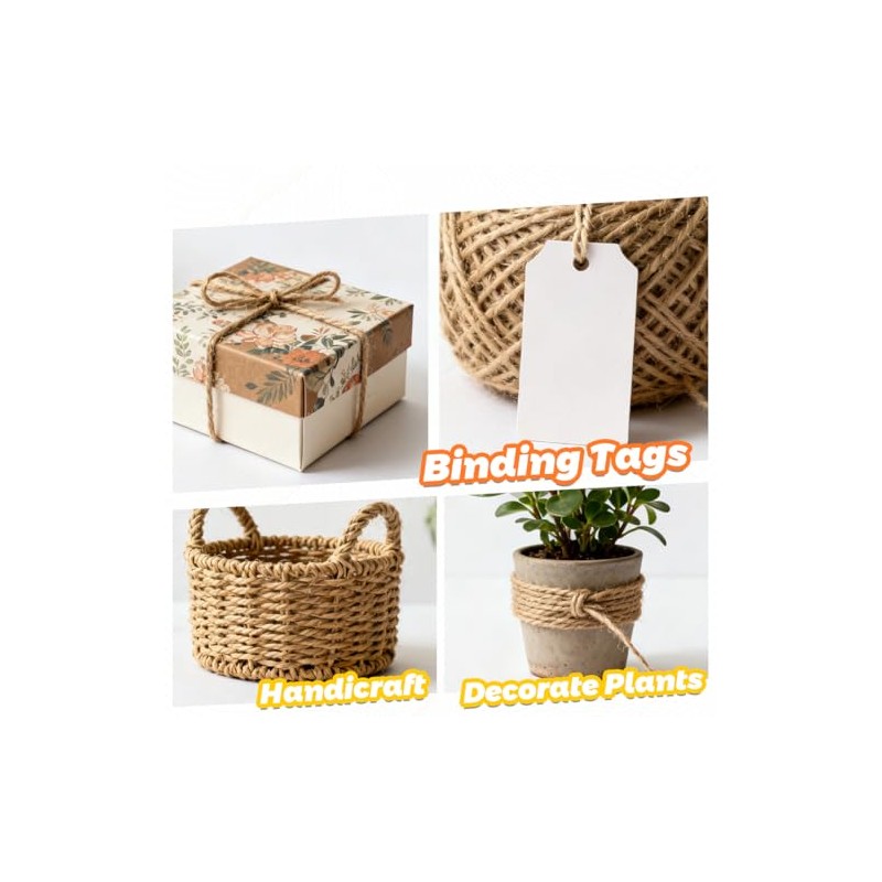 Natural Jute and Cotton Twine Bundle for Crafts and Home