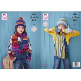 King Cole 5646 Knitting Pattern Childrens Easy Knit Hats Scarves Mitts in Bramble DK