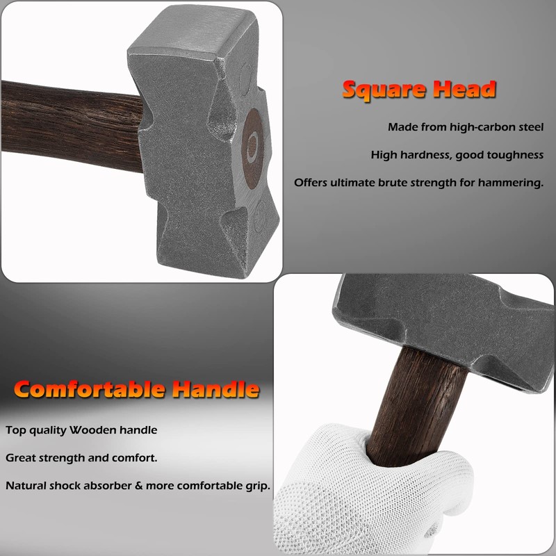 2.2LB Forging Square Hammer with Double Faces Perfect for Farrier