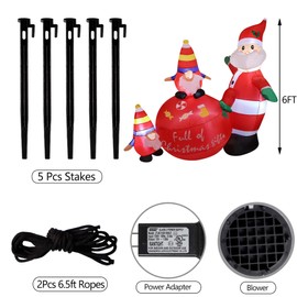 DR.DUDU 6 FT Christmas Inflatable Santa with Gnomes Blow up Decorations, Inflatables Santa Claus Holding Gifts Bag, Perfect for Garden Lawn Yard Outdoor Indoor Holiday Decor