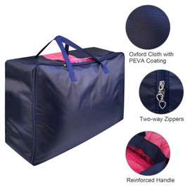 LinStyle Pack of 3 Foldable Storage Bags, Clothes Storage with Two Heart-Shaped Zippers for Bedding, Clothes, Blankets, Pillows, Quilts 70 x 50 x 30 cm