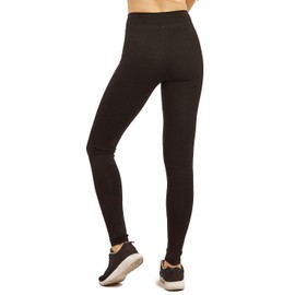Women's Medium Weight Breathable Cotton Leggings (S, Black)