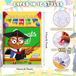 BenLouis 24 Kindergarten Graduation Mini Coloring Books Kids with 24 Stacking Crayons Preschool Party Favors Activity Books Bulk for Kids Student Grad Party Goodie Bag Gift Stuffer Classroom Reward