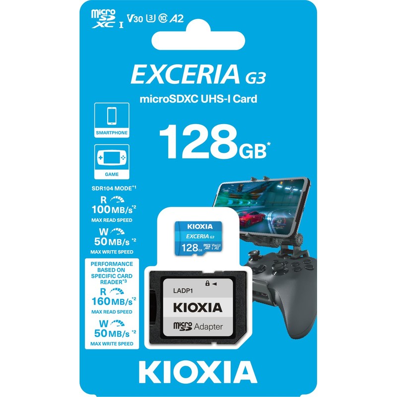 KIOXIA MicroSDXC 128GB EXCERIA G3 UHS-I U3 V30 4K UltraHD