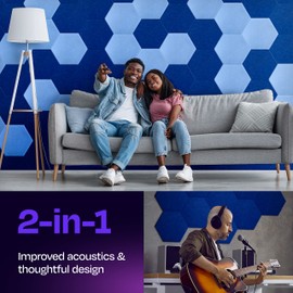 Ekkogo Acoustic Panels 12-Pack Soundproof Wall Panels 14"X12.1"X0.4" Sound Panels High Density Sound Dampening Panels - [Admiral Blue Hexagon]