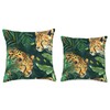Green Bohemian Tropical Cheetah Kiss Pattern Decor Throw Pillow