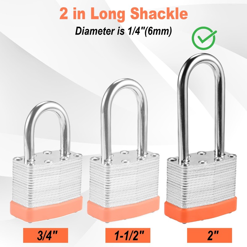 6pcs Solid Keyed Alike Padlock with 12 Same Keys &