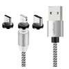 3 in 1 Magnetic Phone Charger, Micro USB, USB-C, iOS,