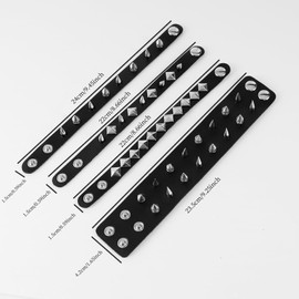 Manfnne Punk Leather Cuff Bracelet Gothic Leather Bracelet Bangle with Metal Rivets Rock Jewellery, Faux Leather Zinc, No gemstone