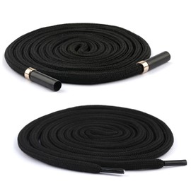 WALWAL 2 Pack 51 Inch Replacement Drawstrings Cotton Drawstring Cord, Suitable for Sweatpants Hoodies Shorts, with Threader Tool(Black,Cylindrical)