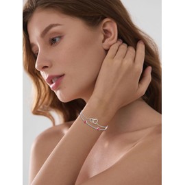 Dorunmo Heart Red Bracelet for Women 925 Sterling Silver July Birthstone Bracelets Garnet Women's Bracelets Birthday Summer Jewelry for Her Wife