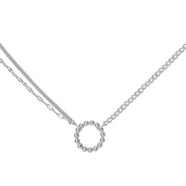 Deelfel Women's Necklace, Pink Gold, Silver, Simple, Stainless Steel Chain, Pendant, Hypoallergenic, Christmas Gift, Accessory, Stainless Steel