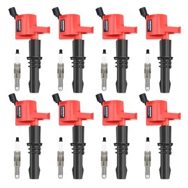 Micro Set of 8 High Performance RED Ignition Coils & Iridium Spark Plug Replacement for Ford F150 Expedition F250 Compatible with Lincoln Mark LT Navigator 5.4L V8 C1541 DG511 SP546
