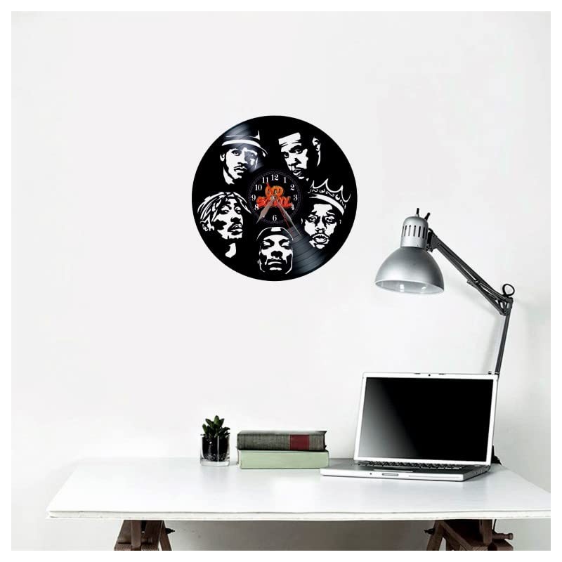 Vinyl Record Clock VINY WOODY Rap Stars Old School Clock