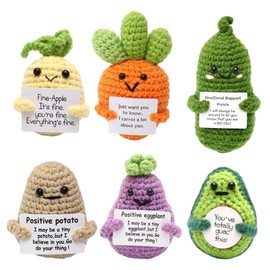 Positive Crochet Potato Gifts, Crocheted Emotional Support Animal (6PCS Plants)