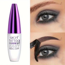 Easy Peel-Off Eyebrow Gel - Waterproof & Sweatproof, Long-Lasting Black or Brown Tattoo Tint, Film Forming, Medium Coverage for All Skin Types:_01# 
