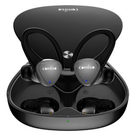 comiso E8 Wireless Earbuds with Punchy Bass, Bluetooth 5.3 Headphones Built in ENC & Active EQ, Touch Control, 70H Playtime, Over Ear Buds Wireless Bluetooth Earbuds with Soft Ear Hooks - Black