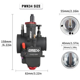 NIBBI Carburetor PWK 34mm Motorcycle, 350cc-400cc Power Carb With Carb Jets, Fit GY6 Engine Dirt Bike Mini Bike SSR TTR Apollo TaoTao ATV