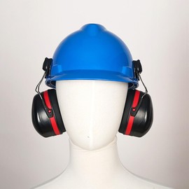 2 Stück Schutzhelm-Befestigungs-Ohrenschützer, Geräuschreduzierungswinkel, Verstellbarer Teleskop-Helm-Ohrenschützer, Rot Schwarz mit Drehbarer Sicherheits-Schutzhelm-Schnalle,
