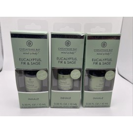 Chesapeake Bay 3 × CHESAPEAKE BAY 0.33 Oz Mind & Body Inhale EUCALYPTUS FIR, SAGE Essential Oil
