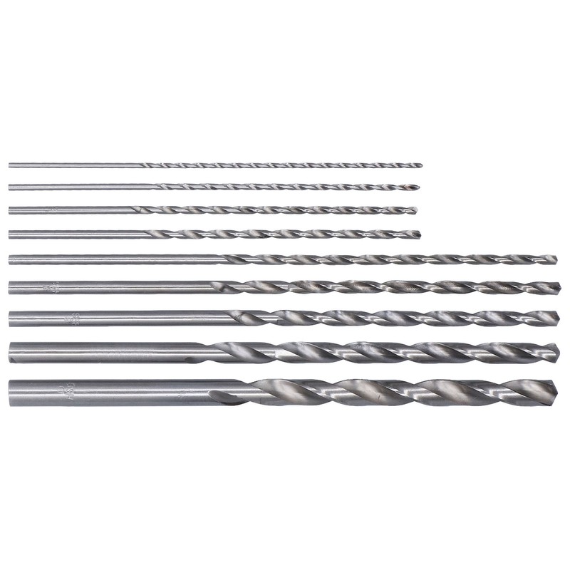 9Pcs Twist Drill Bit Extra Long High Speed Steel Drilling
