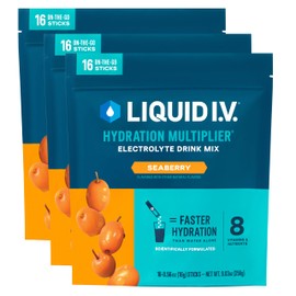 Liquid I.V.® Hydration Multiplier - Seaberry | Electrolyte Powder Drink Mix | 3 Pack (48 Servings)