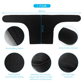 Dunkwckore Knee Pads, 1 Pair 20 mm Thick EVA Foam Padding Black Adjustable Knee Pads Working, Knee Pads for Men/Women, Knee Pads for Volleyball, Dance, Gardening, Snowboarding