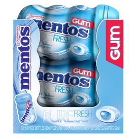 Mentos Pure Fresh Sugar-Free Chewing Gum with Xylitol, Sweet Mint, 50 Piece Bottle (Pack of 6)