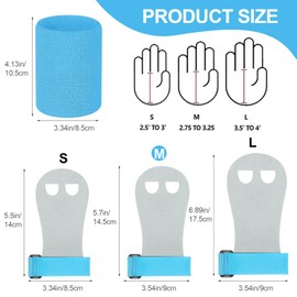 heqxwl 2 Gymnastics Hand Grips Gloves Wristbands, Gymnastic Hand Grips Gymnastic Bar Palm Protection and Wrist Support Sports Accessories for Boys Girls Youth Kids Workout and Exercise (Blue, M)