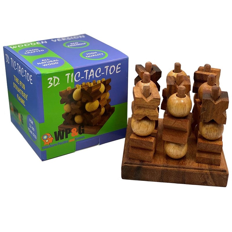 Tic-Tac-Toe 3D Strategy Wooden Game
