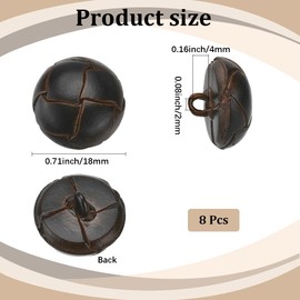 CABODYALS 8Pcs 18mm Coconut Brown Leather Shank Button Half Round with Alloy Finding and Resin Inside Vintage 1 Hole Buttons for Sewing Making Clothing Accessories Suit Coat Dress Decor DIY Crafts