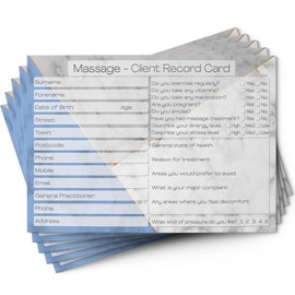 Massage Client Record Cards A6 Size Salon Therapist Customer Consultation Mobile Therapist Treatment Services Essentials Profile Recording Forms - Gift Loyalty Vouchers Beauty Stationery Pack of 50