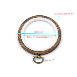 Semetall Rubber Embroidery Hoop 4 Pcs 4 Inch Imitation Wood Embroidery Ring Rubber Cross Stitch Hoops Vintage Embroidery Hoops for Fabric Embroidery and Hanging(Round)