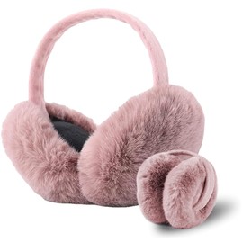 Ear Muffs,Ear Muffs for Women,Winter Ear Warmers,Women Earmuffs Winter Accessories Fluffy Plush Foldable Adults Outdoor Thermal Ear Warmer Skiing Running Ears Covers Protector from Wind Cold(Pink)