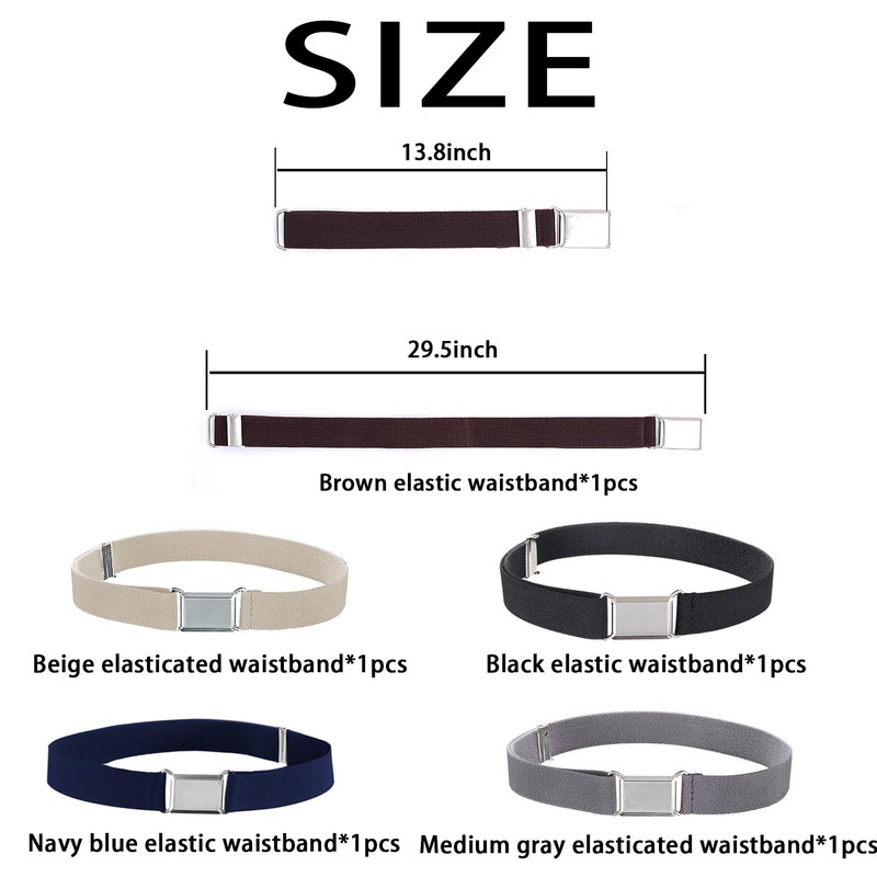 PLATEYTR 5pcs Kids Belt Stretchy Boys Belt, Elastic Stretch Belts