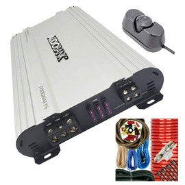 Audiobank P7000.1D 7000 Watts Peak Power Monoblock Power Class D Car Audio Amplifier with Remote Turn-On/Off Circuit & 4 Gauge Amplifier Installation Wiring Kit