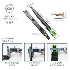 10 PCS 5 Pairs 10 Inches Soft Close Drawer Slide,Full Extension Cabinet Runner Height 45mm Heavy Duty 100LB Load Capacity Side Mount Ball Bearing Kitchen Rails Glides