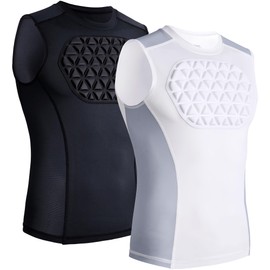 Legendfit Youth Baseball Chest Protector Padded Compression Shirt Support Softball Football Heart Sternum Guard - 2 Pack Black/Grey