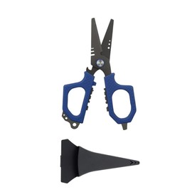 TopHomer Multifunctional Fishing Thread Scissor with Rubber Handle Protective Cover Portable Saltwater Freshwater Braid Scissors for Fishing, Traveling, DIY, Classroom Activities (Blue)