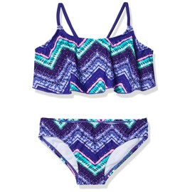 Kanu Surf Traje de baño de 2 Piezas para niña Alania Flounce, Kirsten Purple Chevron, 4