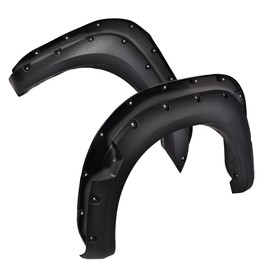 4PCS Front and Rear Fender Flares Compatible with Nissan Titan 2004-2015 Textured Black Pocket Rivet Bolt Style Wheel Protector