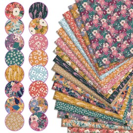 JarThenaAMCS 16Pcs Retro Floral Cotton Fabric Bundles 18 x 22 Inch Vintage Flower Meadow Flowers Fat Quarter Wildflower Quilting Patchwork for Mother's Day DIY Handmade Sewing Crafting