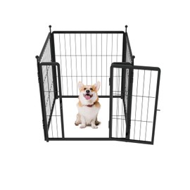 PETREEK Dog Playpen for Indoor & Outdoor Use – Heavy-Duty Metal Pet Fence with Ground Stakes, Rounded Ball Tops for Safety, Stable & Foldable Design, Easy to Assemble 24 inch 4 Panels