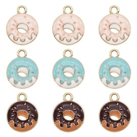 JJGQAZ 30pcs Mixed Colors Cute Doughnut Charms Enamel Gold Plated Desserts Pendant for DIY Jewelry Making Necklace Bracelet Earring Jewelry Accessories