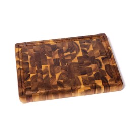 Lipper International 1290 Acacia End Grain Cutting Board with Cut-Out Handles for Cutting or Serving, 15 3/4" x 12" x 1 1/4"