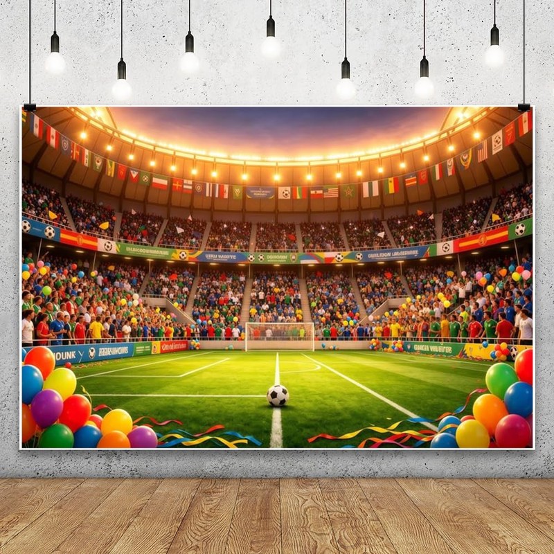 Canessioa Soccer Field Backdrop 10x8ft Spotlight Super Football Field Backdrop