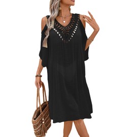 SherryDC Women’s V Neck Swimsuit Bathing Suit Cover Up Beach Swimwear Bikini Cover-ups Crochet Long Dress